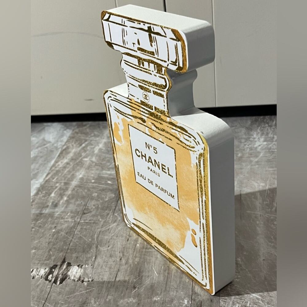 🌿SOLD Fashion No 5 Paris themed perfume bottle wooden block art - Picture 7 of 7